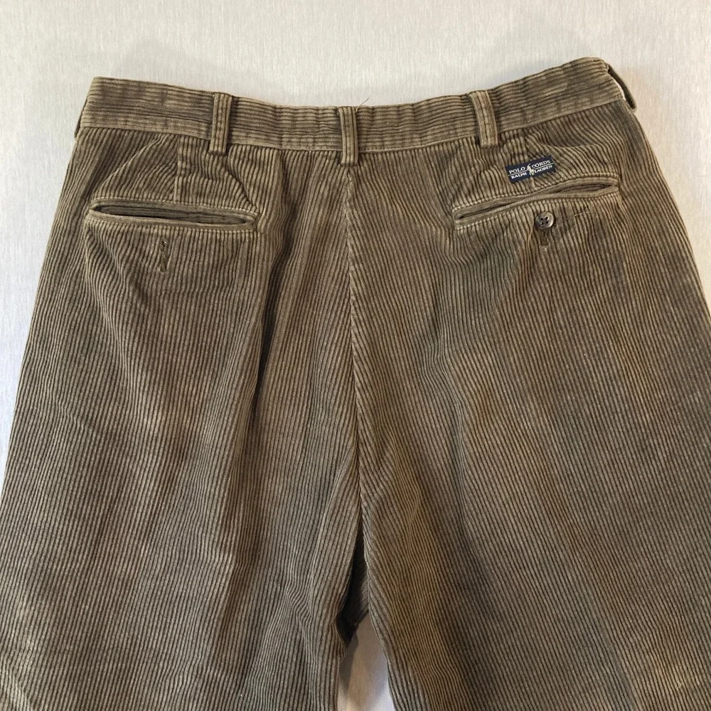VTG Polo Ralph Lauren Andrew Pant CORDUROY Men 36x34 (Fit 33x28) Brown Preppy
